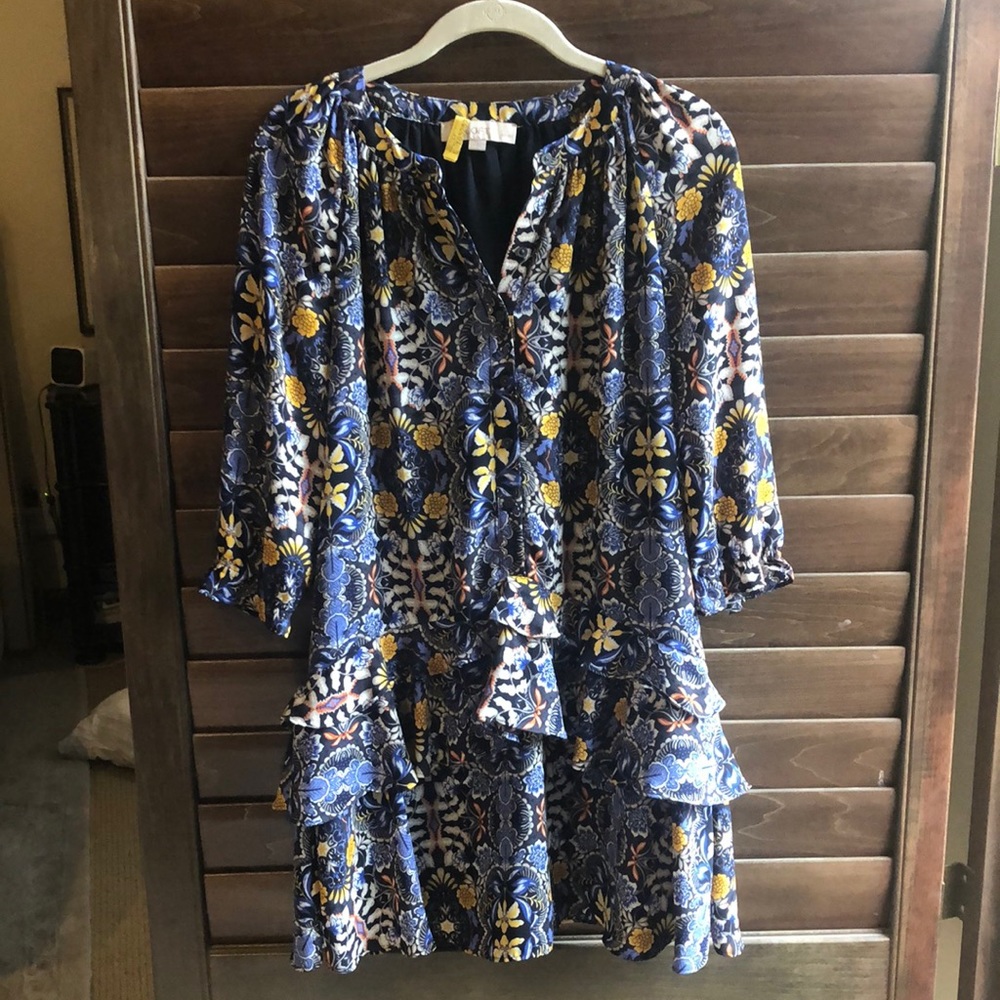 LOFT petite ruffle hem dress